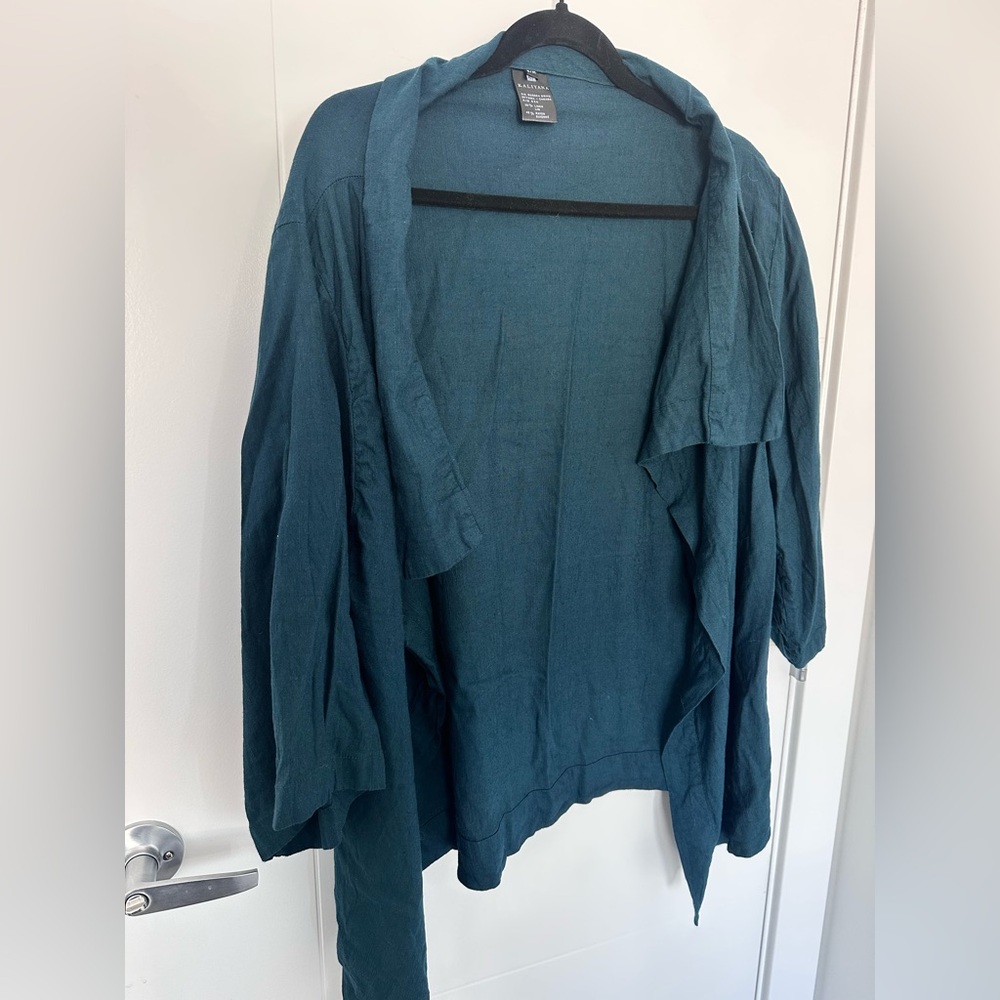 Kaliyana Linen Drape Open Front Kimono